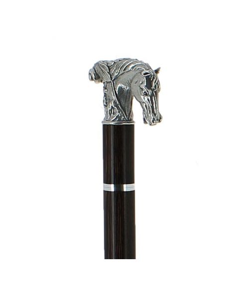 Sword - solid pewter horse silver plated handle on black stamina wood shaft