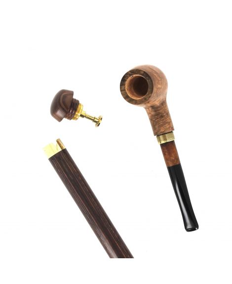 Briarwood smoking pipe - on a black stamina wood shaft