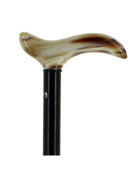 Blond horn derby handle on ebony wood shaft