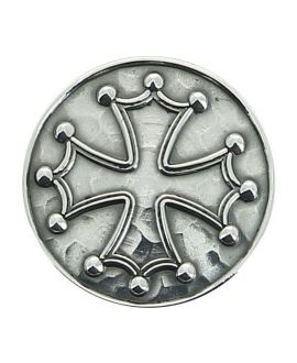 Sword - silver plated knob inlaid with Cathar cross or cross of the knight templars on carbon shaft macassar veneer