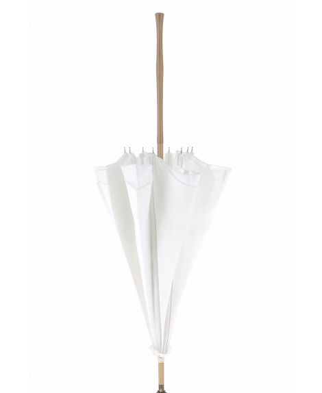 White linen Sun umbrella, waterproofed, internal lining satin. Unscrewable knob