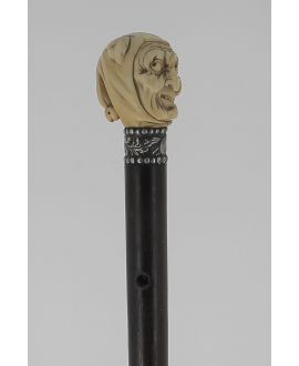 Cane Ivory handle, head of a fool, 18tyh century