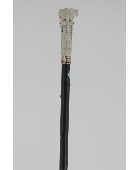 Cane with a handle shaped as a gargoyle made in ivory, signed HUGO