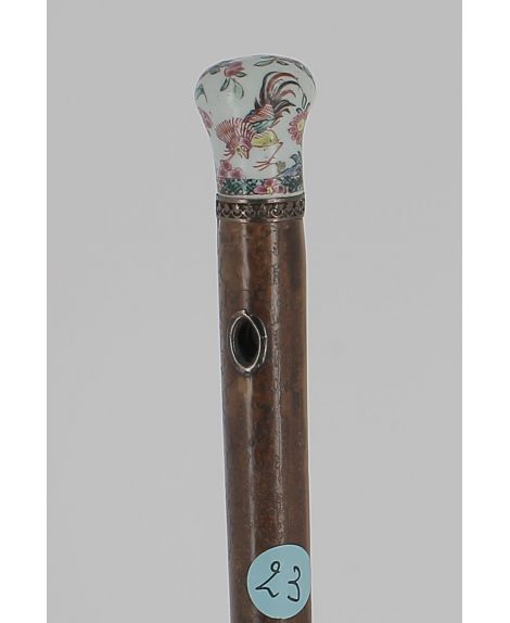 Cane with porcelain of Chantilly imitation of China handle circa 18th century