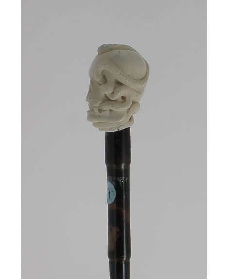 Ivory handle, skull with a snake