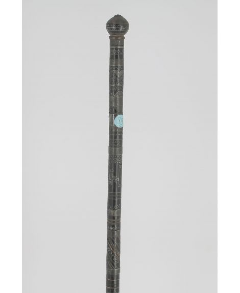 Wooden cane with copper inlay, Chinese scale
