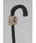 Ivory janus crooked handle with a satyre on one side and a skull on the opposite side, Ebony