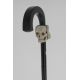 Ivory janus crooked handle with a satyre on one side and a skull on the opposite side, Ebony