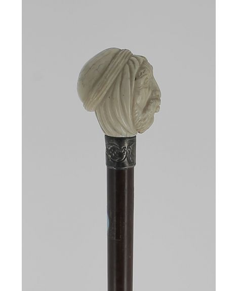 Arab man head in ivory with snakewood shaft