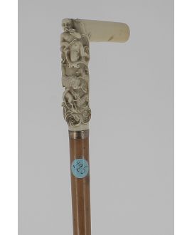 Square ivory handle with romantic scenery