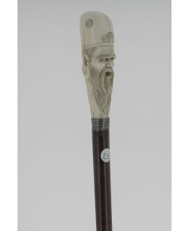 High cane ivory knob shaped as a japanese god named "Fukurokuju"