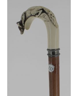 Ivory crooked handle shape of a fox signed BUISSON