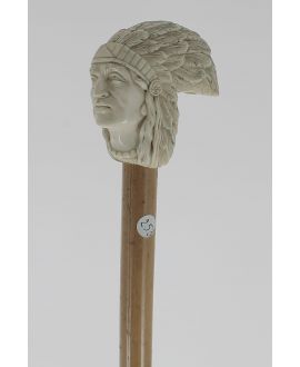 Big ivory handle of the head of an Indian (Sitting Bull) France 19th century