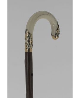 Slim cane with ivory handle decorated with gold