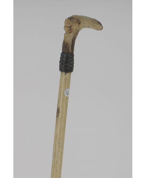 Funny face man handle made in dear horn with whale bone shaft