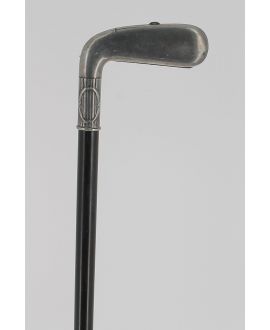 Golf club shaped cigarette case handle, silver 1920