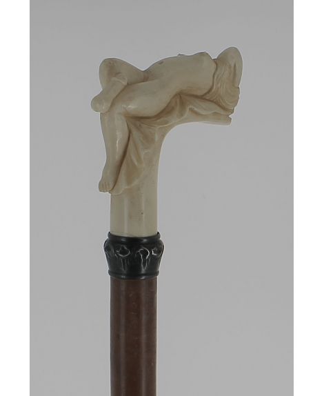 Ivory erotic handle of a naked woman