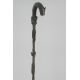 Canne africaine en bronze poignée courbe, 93 cm. Années 1950