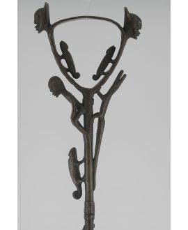 Canne africaine en bronze poignée triangle arrondie  96 cm. Années 1950
