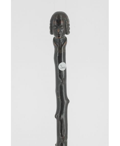 Wooden cane with Jean-Jacques Rousseau head