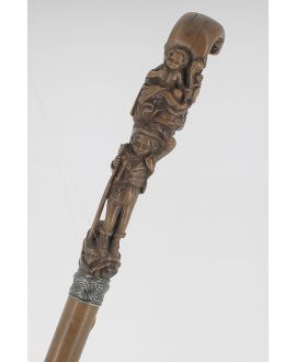 High cane with sculpture of grape harverster