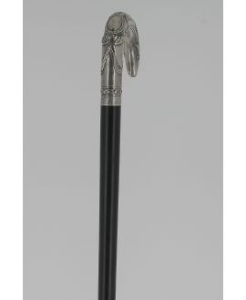 Silver crook cane, ebony shaft