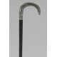 Silver crook cane, ebony shaft