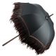 Sun umbrella with feather. Macassar wood shaft. Handle covered with python