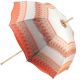 Natural linen Sun umbrella, waterproofed, orange lace, internal lining satin. Unscrewable knob