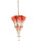 Natural linen Sun umbrella, waterproofed, orange lace, internal lining satin. Unscrewable knob