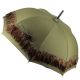 Sun umbrella with green feather. Ebony wood shaft. Handle covered with Ostrich