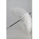 White satin Sun umbrella with fringes. Ebony wood shaft. Handle covered with Ostrich