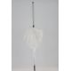 White satin Sun umbrella with fringes. Ebony wood shaft. Handle covered with Ostrich