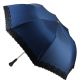 Folding umbrella for Lady, Blue with black lace, ebony knob