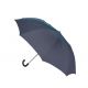 Folding umbrella for man, Navy cloth,  leather handlecrook covered handle with navy leather