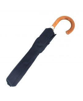 Folding umbrella for man, Navy cloth, crook malacca handle