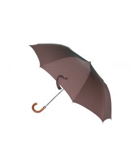 Folding umbrella for man, Brown cloth, crook malacca handle