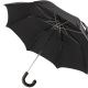 Parapluie pliant Homme, gris chiné rayures bordeaux , poignée cuir marron