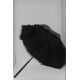 Tweed grey cotton Sun umbrella. Ebony wood shaft. Handle covered with black Shagreen