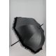 Tweed grey cotton Sun umbrella. Ebony wood shaft. Handle covered with black Shagreen